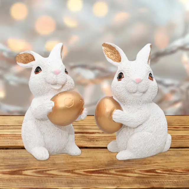 Mini statue de lapin de pâques, 1 paire, ornement de Table en résine pour