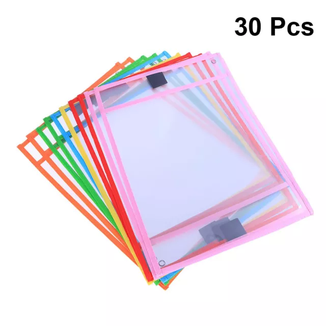 30pcs/set Reusable Dry Erasable Pockets Transparent Write and Wipe Drawing Board