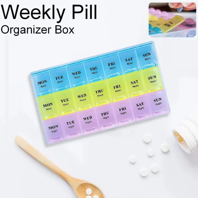 Pill Box 7 Day Medicine Tablet Dispenser Organiser Weekly Storage Case Container