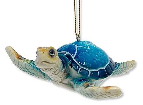 Sea Turtle Christmas Tree Ornament, Blue Ocean Marine Life Nautical