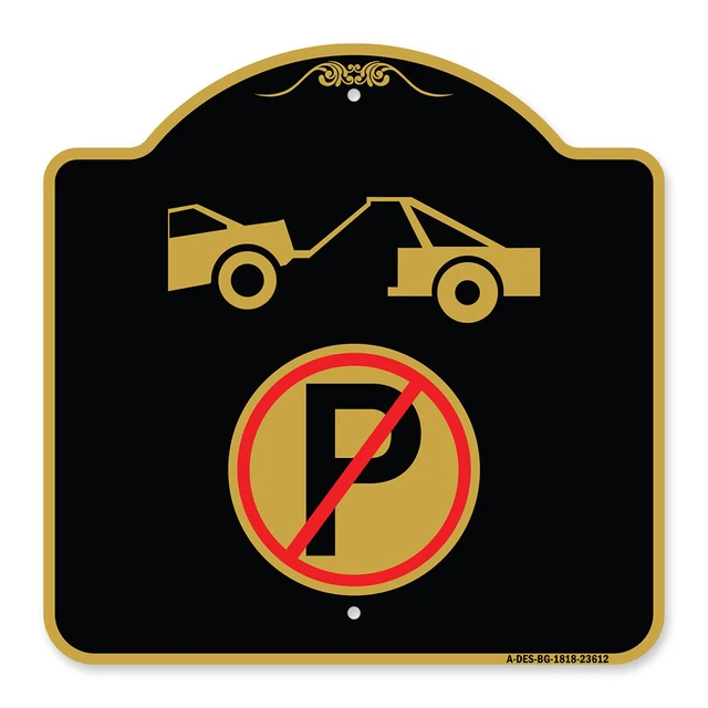 Designer Series - No Parking Tow Away Zone Symbol Heavy Gauge Aluminum