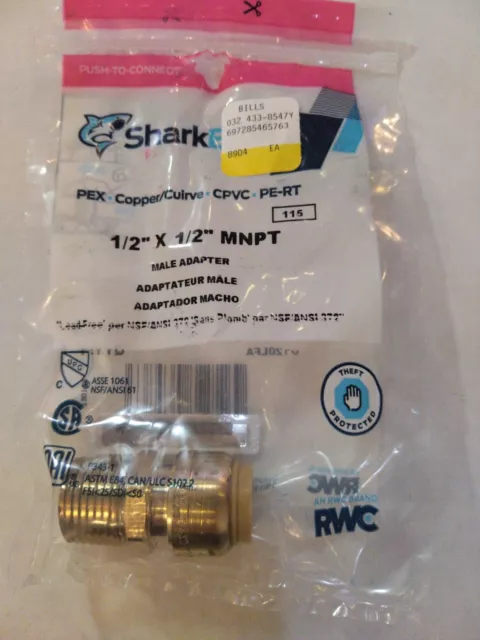 Sharkbite UC120 1/2" x 1/2" MNPT Straight Connector Pex