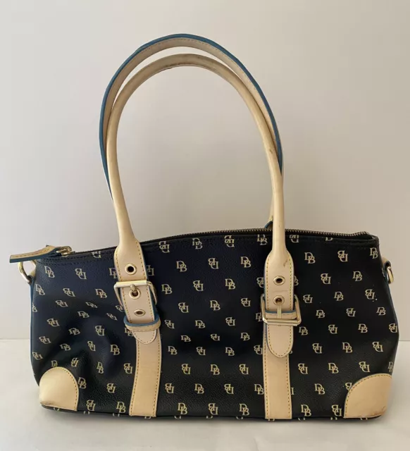 Dooney & Bourke Black & Beige Handbag W/Matching Wallet/Glasses Case/ID Holder
