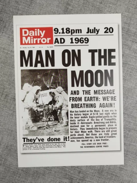 Daily Mirror Newspaper Apollo 11 Man on the Moon Space Exploration Newspaper
