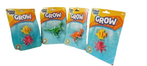 MAGIC GROW CREATURE Lot Of 4 - FISH, STARFISH & DINOSAURS Grows 600% Bigger
