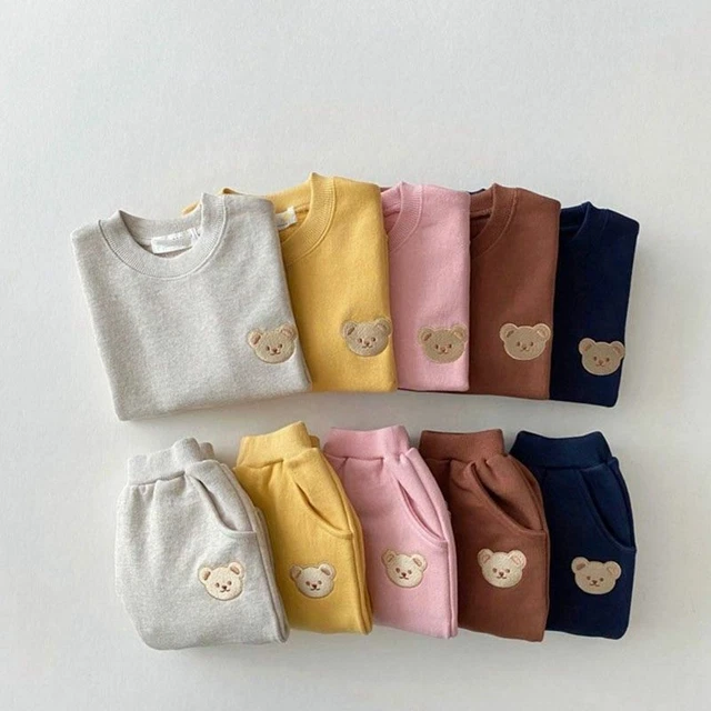 Ragazzi Grils Vestiti Set Manica Lunga Cartoon Orso Boutique Bambino Intreccio
