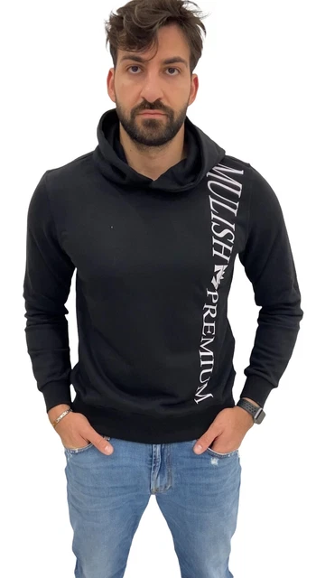 Felpa estiva uomo MULISH, nera con cappuccio in misto cotone regular fit, -50%.