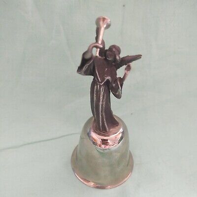 The Danbury Mint Pewter & Silver Bell 1981 Angel with Trumpet with original box
