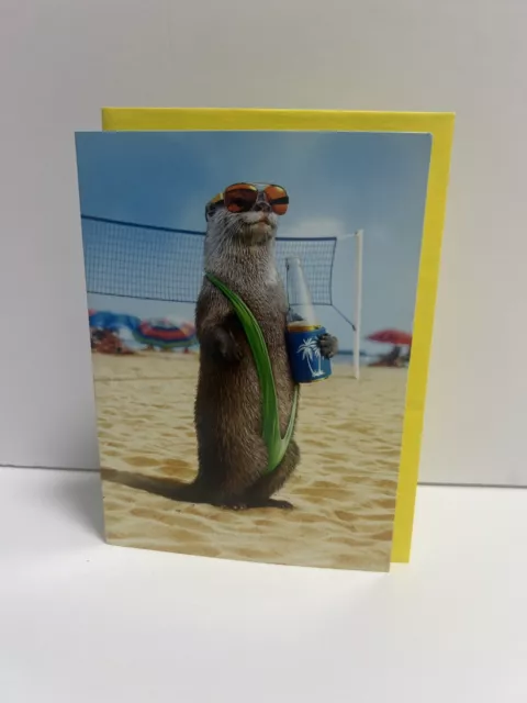 BEACH FERRET BIRTHDAY GREETING CARD New w/ Envelope Humor