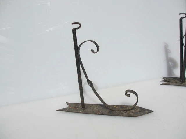 Vintage Wrought Iron Bracket Basket Hanger Hook Holder Twisted