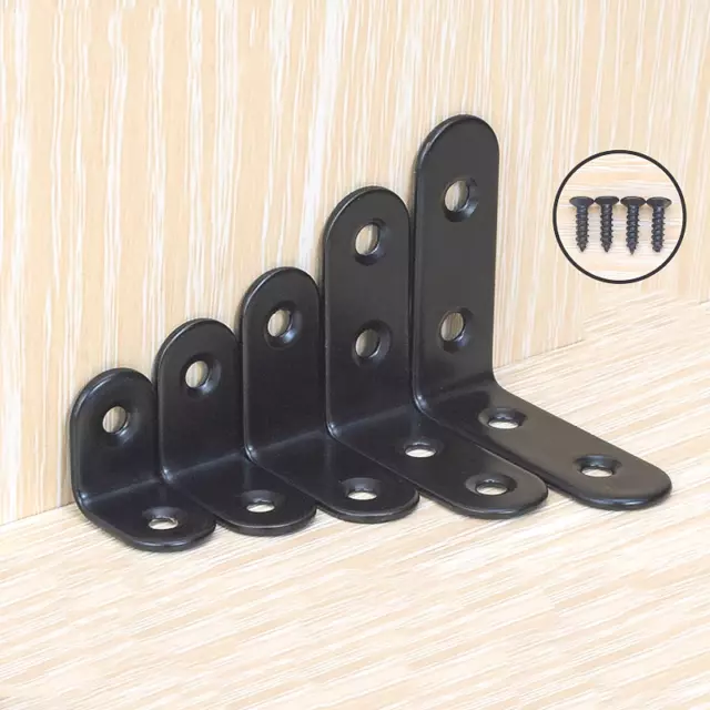 Black Corner Brackets Stainless Steel 90 Degrees L-Type Right  Angle Braces