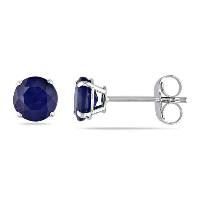 Amour 14k White Gold 1 1/5CT TGW Sapphire Stud Earrings