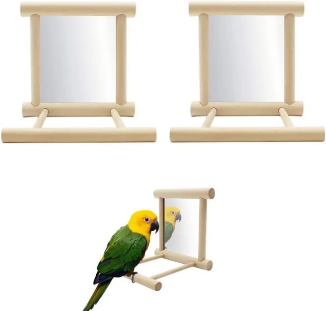 2 Stück Papagei Vogelspiegel, Vogelständer Barsch mit Spiegel, Vogelkäfig Ba