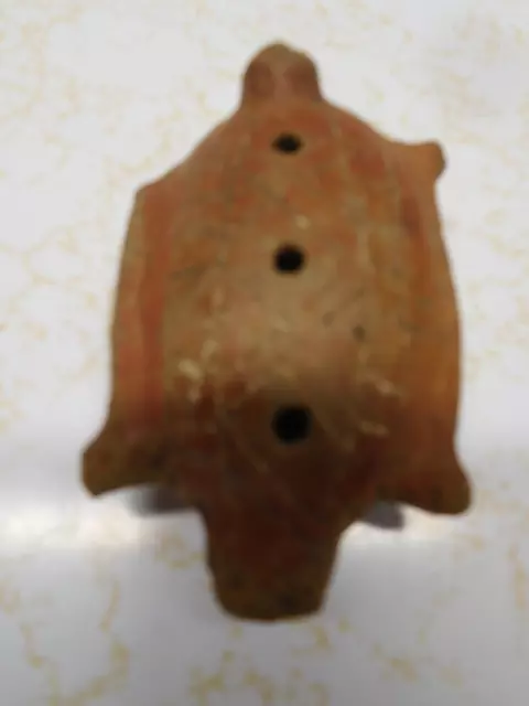 Amazing 3" Pre-Columbian Red Clay Turtle Flute/Whistle ~ Death Whistle