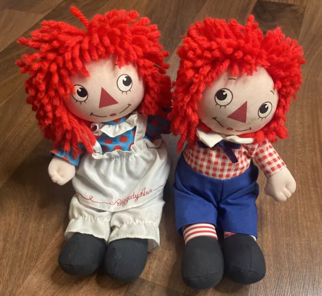 1986 Applause Raggedy Ann & Andy Musical Wind Up Doll 8" Lot of 2