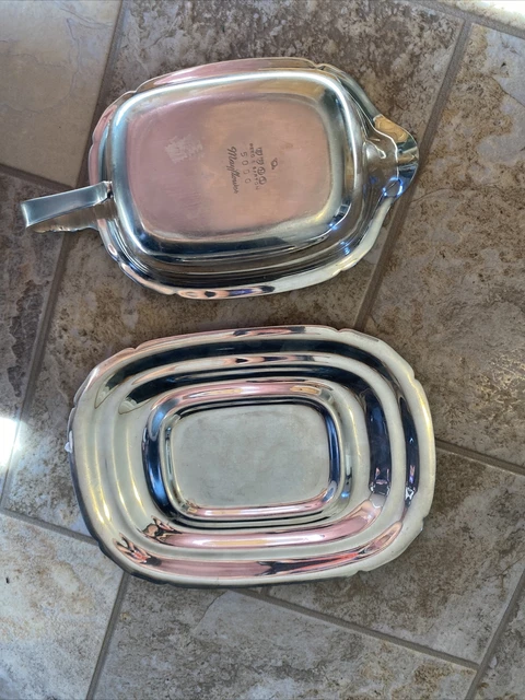 Vintage REED & BARTON  MAYFLOWER 5000 Gravy Sauce Boat & Plate Set 1947 C1
