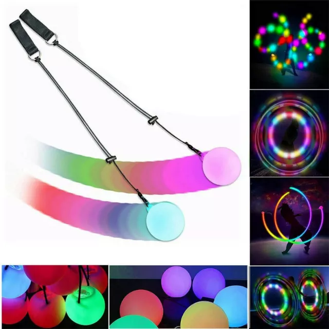 Multicolor Glow POI LED Thrown Balls Light For Belly Dance Level Hand Props UK