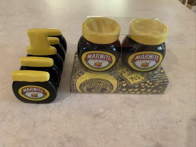 Vintage Marmite Collectable Ceramic Breakfast Toast Rack 4 Slice & 2 egg cups