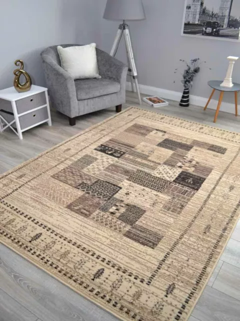 Brown Beige Pattern Rugs Small Extra Large Size Floor Carpet Area Mats UK Cheap