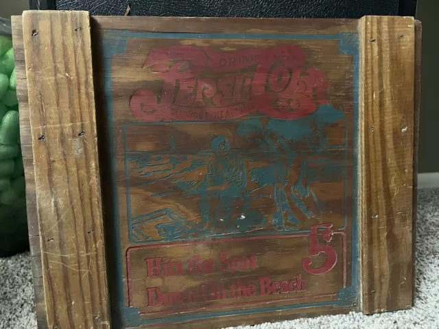 Vintage Pepsi Cola Down At the Beach Hits The Spot Wood Crate Box