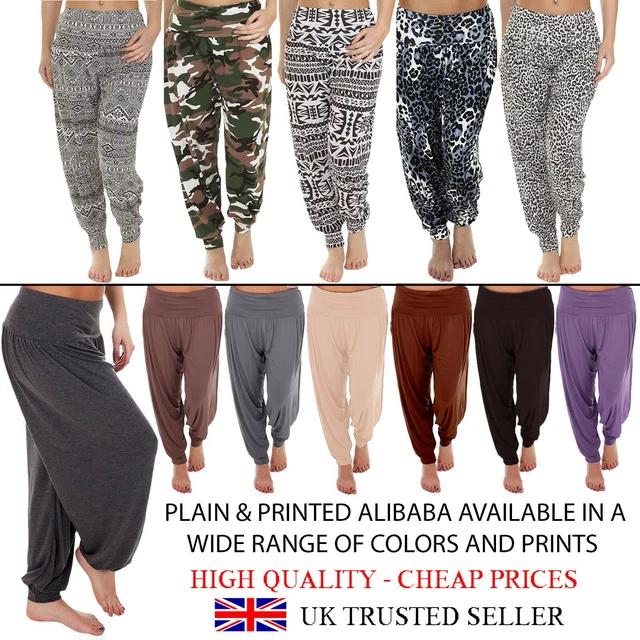 Donna Ali Baba Tinta Animale Leopardo Azteco Stampa Harem Pantaloni