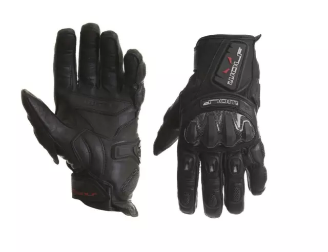 WOLF 2475 Kangaroo GT-S Sport Leather Motorcycle Glove Black Short Cuff Small