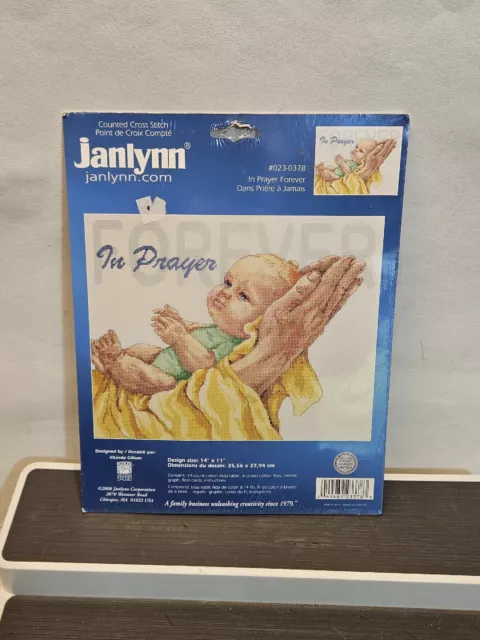 Kit de punto de cruz contado para siempre Janlynn en oración 14x 11"" manos plegadas bebé nuevo