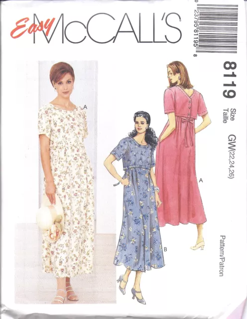 8119 McCalls SEWING Pattern Misses EASY Dress Casual Summer Spring OOP SEW UNCUT