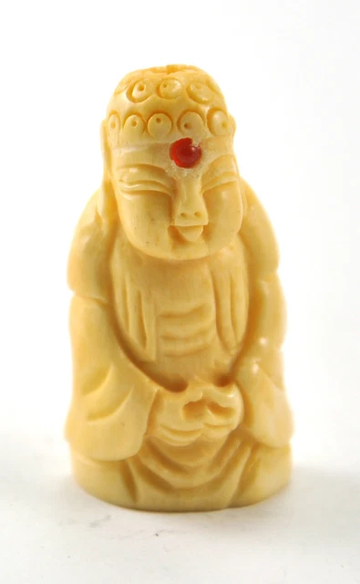 Vintage Oriental Bone Carved Bead Hand Carved Charm Pendant Buddha Shakyamuni