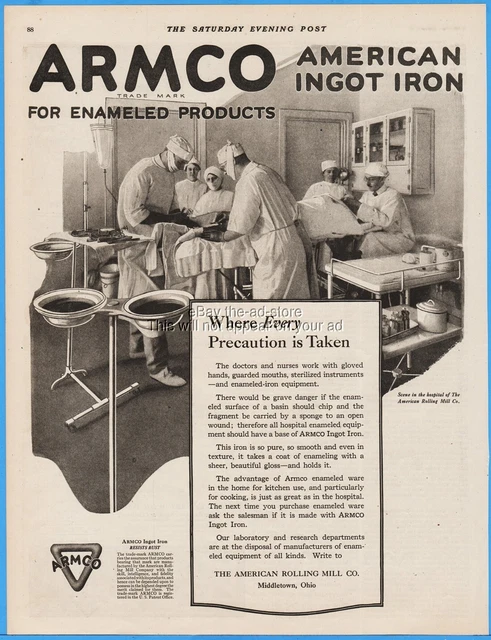 1920 ARMCO American Rolling Mill Middletown OH Surgery Doctor Nurse Hospital Ad