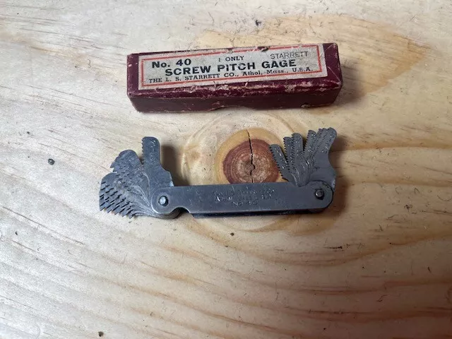 Vintage L. S. Starrett No. 40 Screw Pitch Gage Machinist Tool USA