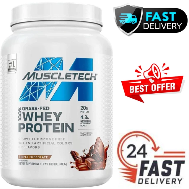 MUSCLETECH GRASS FED Whey Protein Powder, NonGmo, 20G Protein, Triple