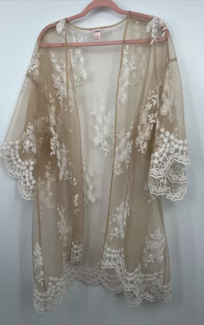 Victorias Secret Dream Angels BRIDAL Embroidered Floral Kimono Robe Sz M/L