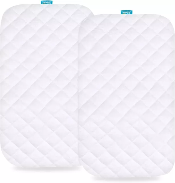 Bamboo Terry Bassinet Mattress Pad Cover for ANGELBLISS Baby Bassinet 2 Pack