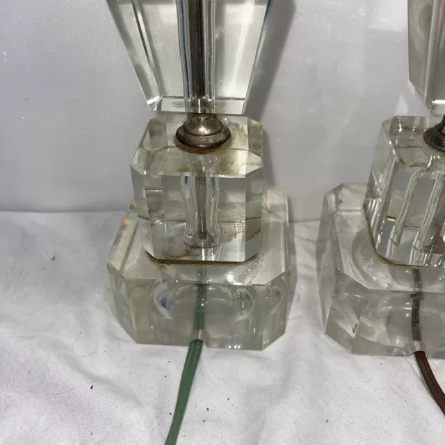 Pair Vintage Art Deco Style Glass/Chrome 5 Cube Mid Century Modern 2