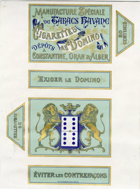 "CIGARETTES AU DOMINO (ALGERIE)" Etiquette-chromo originale fin 1800