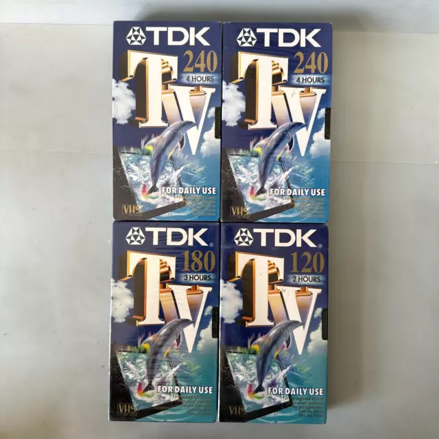 4x TDK TV 240 + 180 + 120 VHS Blank Recordable Video Cassette Tape Bundle SEALED