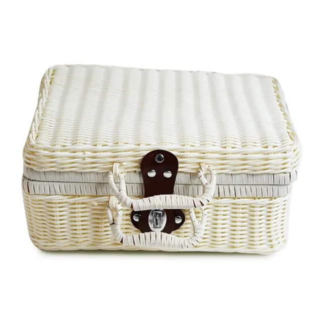 Amyhill Juego de 2 cajas decorativas rectangulares de ratán bohemio con  tapas de vidrio, cajas de exhibición de caña tejida y ratán con tapas,  cestas
