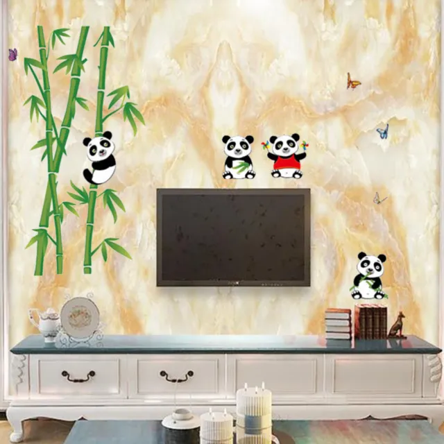Nueva pegatina de pared de vinilo de bambú panda para habitación infantil niños salón sofá