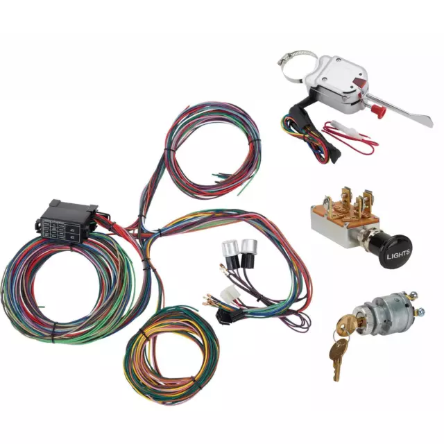 12-Circuit Mini-Fuse Universal Hot Rod Wiring Harness & Acc.