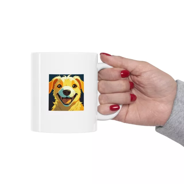 Ceramic Mug 11oz, cute dog smiling, dog lover, gift for anyone, birthday gift.