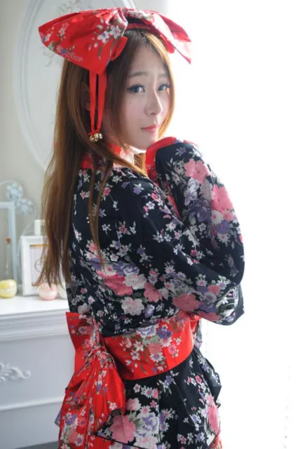 Japanese Women Kimono Lolita Maid Uniform Outfit Anime Cosplay Costume Dress 5