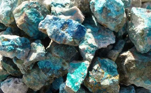 Shattuckit, Chrysokoll, Dioptas, Rohsteine 1 kg aus Namibia (Natur!)
