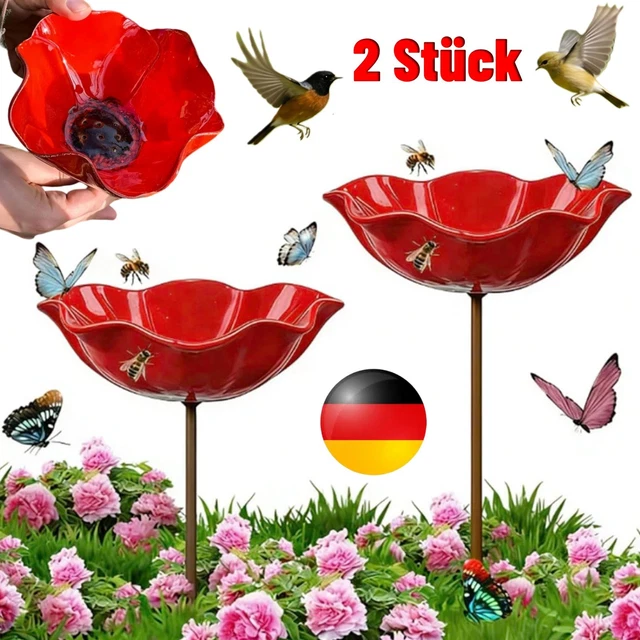 Vogeltränke Als Blume – Gartenstecker Aus Metall, Bienen- & Insektentränke, Dekorativ Für Garten, Hof & Terrasse