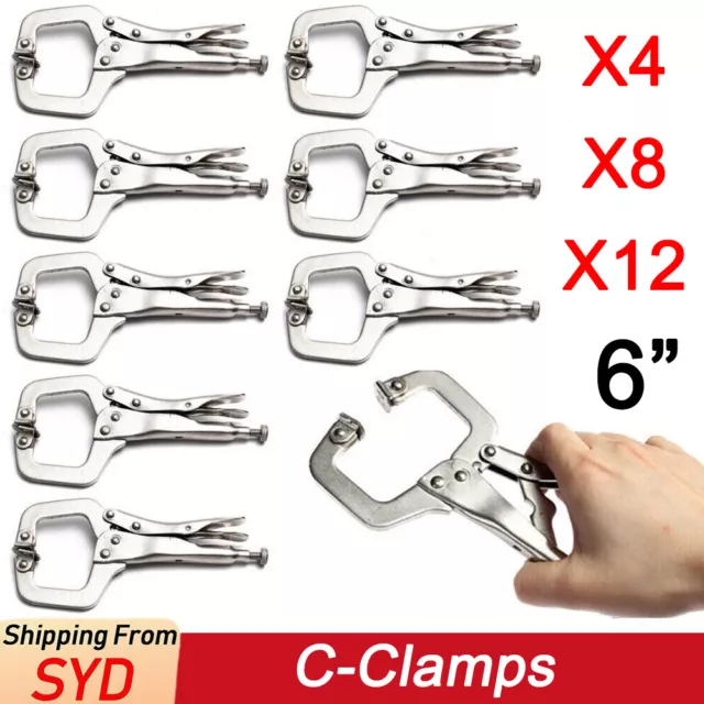 Bulk Heavy Duty Steel C-Clamps 6" Mig Welding Locking Plier Vise Vice Grip Set