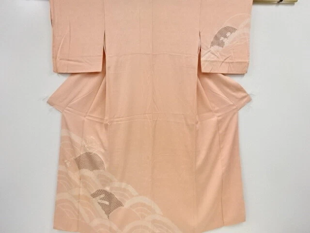 37782# Japanese Kimono / Antique Kimono / Shibori / Embroidery / Seigaiha &
