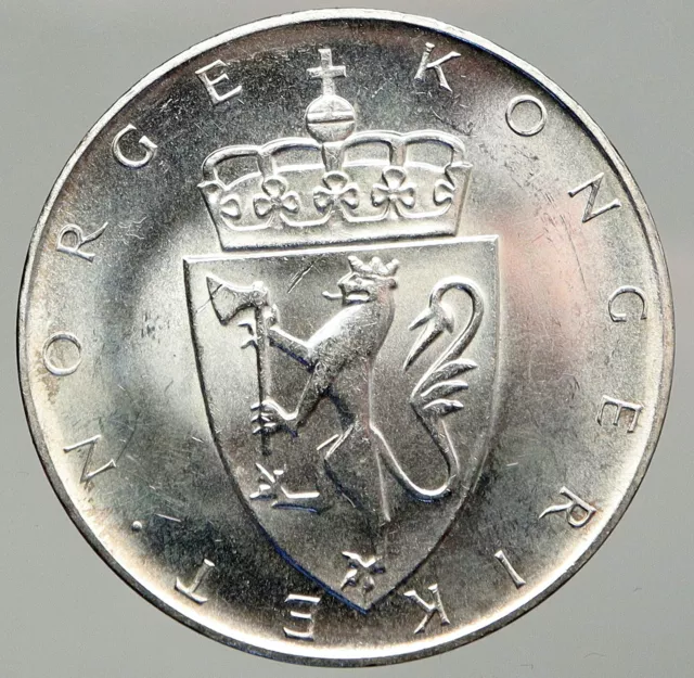 1964 NORWAY Antique Silver 10 Kronor KING Olav V Norwegian Vintage Coin i92881