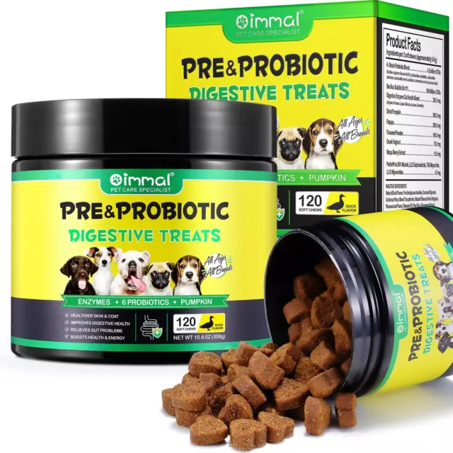 120 Daily PRE PROBIOTICS Food Treats Chews FOR DOG HEALTHY DIGESTION GUT SUPPORT