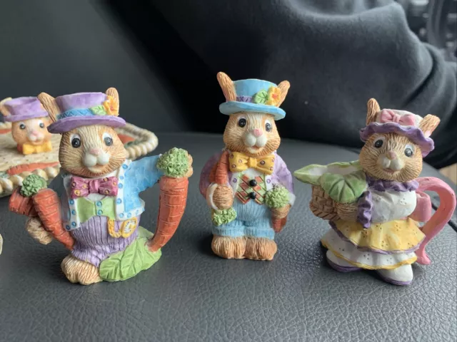 Vtg 1995 Youngs Inc Miniature  Bunny “Easter” Spring TimeTea Set 6 Piece Ceramic 3