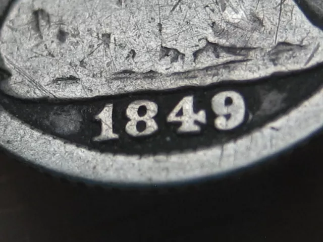 1849/8 9 Over 8 Overdate Seated Liberty Half Dime- Good Details